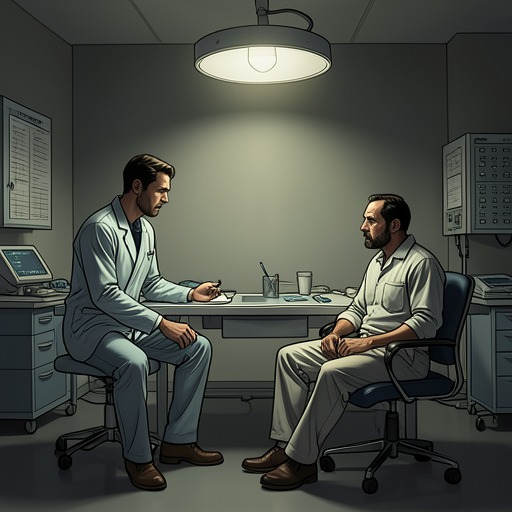 Peter and Edgar’s Doctor-Patient Struggle from "Asylum". This flow follows Peter’s attempt to treat Edgar and the contest over who controls the meaning of Edgar’s behavior.