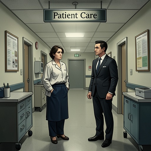 The Hospital’s Social Hierarchy from "Asylum". This flow traces how the hospital’s rules and professional hierarchy shape the personal fates of patients and staff.