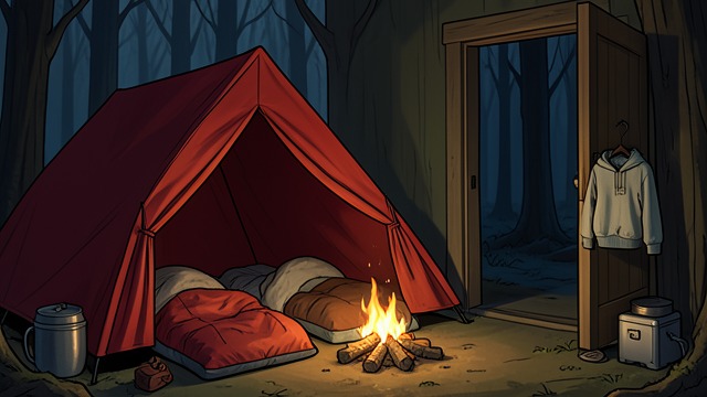 The Camp Tragedy from "Bones & All". The Camp Tragedy A Tent Made for Two Luke builds a red shelter and imagines adventures beyond camp.