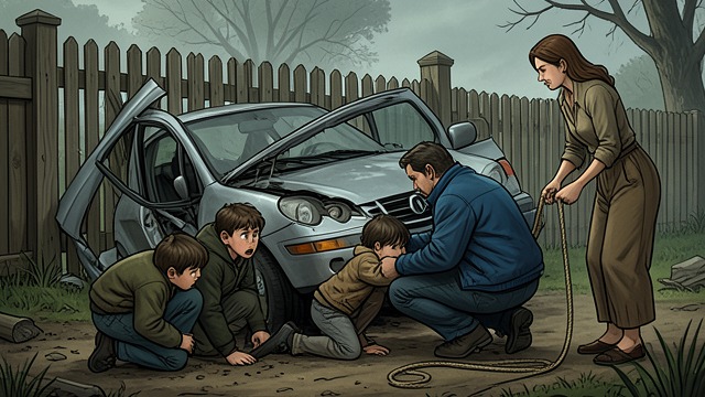 The Car and the Fence from "Bridget Jones: Mad About the Boy". Courage Under Pressure A Real Danger When the car crashes through the fence, the boys cannot simply be told that everything is fine.