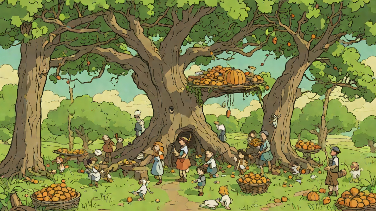Lost Feast from "The Faraway Tree". Lost Feast Gifts Scattered The children carry food for tree residents, but Dick's fall sends it through the branches. Puddings and pies become projectiles.