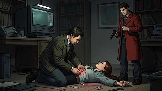 The Cabin’s Cost from "The Guilty". The Cabin’s Cost A sudden betrayal At the farm shack, Will and Jessica find Tyler waiting inside, but Victoria is holding a gun and controlling the room.