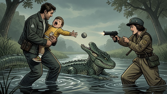 The Voice That Saves Him from "The Guilty". Silence Broken by Terror A decisive cry As Will holds Tyler near the river, he faces Victoria with an injured arm and no weapon.