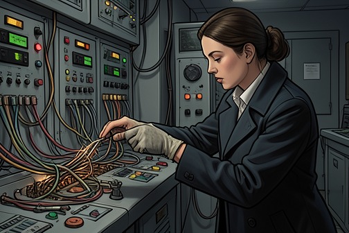 Pirjo Imprisons Shirley and Attempts to Kill Her from "The Hanging Girl". Pirjo’s attempt to eliminate Shirley begins as an apparent invitation into the office and a plan to use exposed electrical wiring.