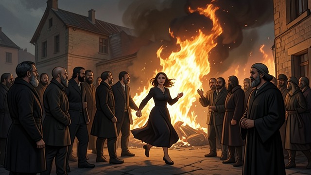 The Community Sees the Ruin from "The Hanging Girl". Public Collapse Fire and Discovery Shirley’s fire brings emergency workers into the academy and exposes Pirjo’s attack on the investigators.