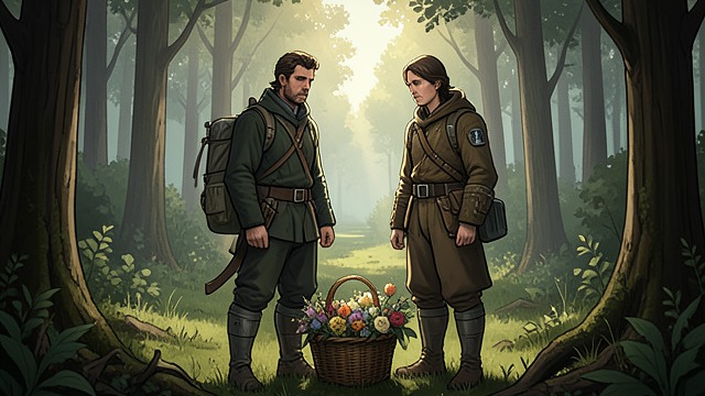 A Small Act of Mourning from "The Hanging Girl". Flowers and Reflection Returning to Alberte’s Tree Carl and Assad bring flowers to the place where Alberte died and pause in respect.