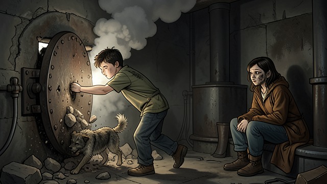 The Baked Morning from "A Boy and His Dog". The Baked Morning Buried Alive The fire collapses the floors into the basement; when Vic pushes the hatch, rubble spills in and smoke pours through the light.
