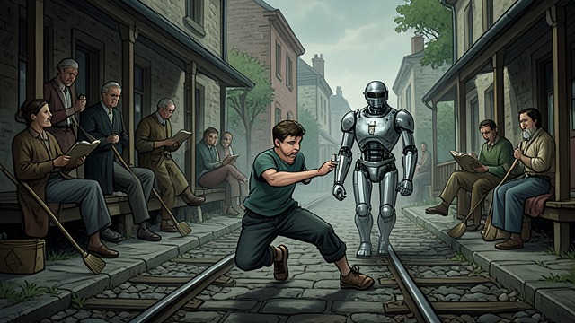 The Silent Spectators from "A Boy and His Dog". The Silent Spectators The Watching Porches As the sentry hauls Vic through town, every citizen is on display: rocking, raking, reading, rolling pennies into…