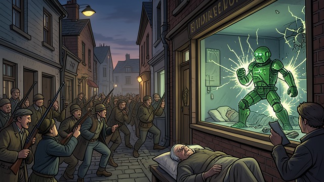 The Alarm After the Cane from "A Boy and His Dog". The Alarm After the Cane The Quiet System Breaks One dead elder in a back bedroom is enough to switch the town from spectacle to action.