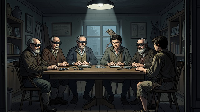 The Better Business Bureau Trial from "A Boy and His Dog". The Better Business Bureau Trial The Court of Old Men The sentry box delivers Vic to a shopfront labeled Better Business Bureau, where a committee of old men…