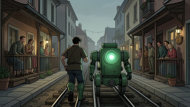The Rumor of Violence from "A Boy and His Dog". The Rumor of Violence The Town's Eyeball The green sentry follows Vic everywhere, a mechanical eyeball on tracks.