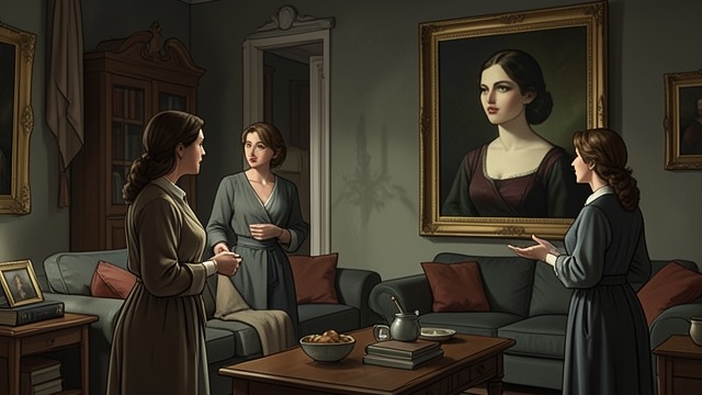 An Unwelcome Image from "What Are You Going Through". An Unwelcome Image A striking portrait The women find a life-size portrait of a youthful woman dominating the living room.