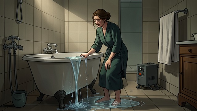 The Overflowing Bath from "What Are You Going Through". The Overflowing Bath A mundane accident The friend falls asleep while waiting for the tub to fill, and water damages the house.