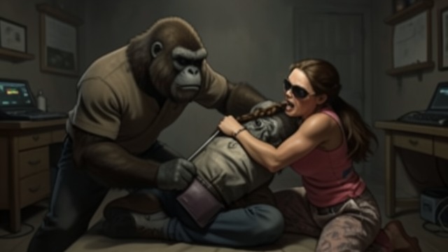 A Trophy Taken from "The Caller". A Trophy Taken Violence replaces teasing Johnny waits for Else on the Love Trail and attacks her in a gorilla mask.