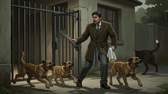An Open Kennel from "The Caller". An Open Kennel Dogs return from the woods Bjørn Schillinger comes home to find his kennel empty and dogs returning with blood around their mouths.