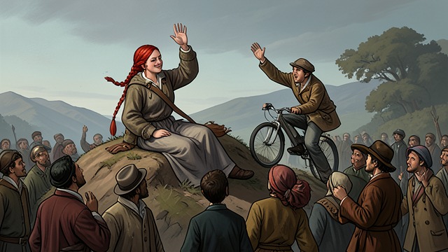 The Girl On The Knoll from "The Caller". The Girl On The Knoll A local observer Else Meiner sits on a knoll near her home and calls insults at Johnny as he rides by.