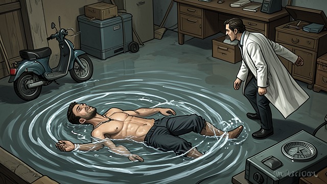 A Body In The Water from "The Caller". A Body In The Water A missing boy is located Johnny’s moped stands near the dam, and his body is found floating face down.