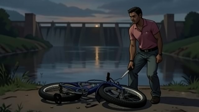 A Slashed Bicycle from "The Caller". A Slashed Bicycle Retaliation in secret Johnny finds Else’s bicycle at Sparbo Dam and cuts both tires with his army knife.