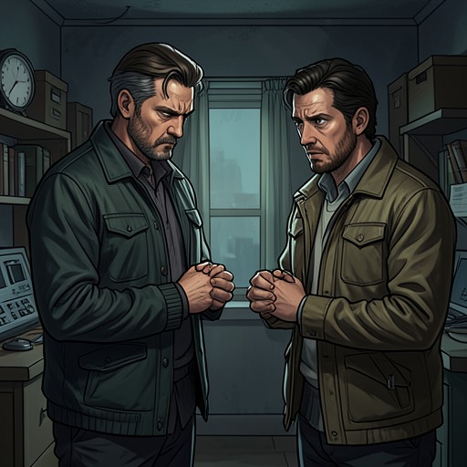 Sejer And Johnny from "The Caller". This flow traces the uneasy trust that develops between Konrad Sejer and Johnny Beskow after the investigation identifies Johnny as the hoaxer.