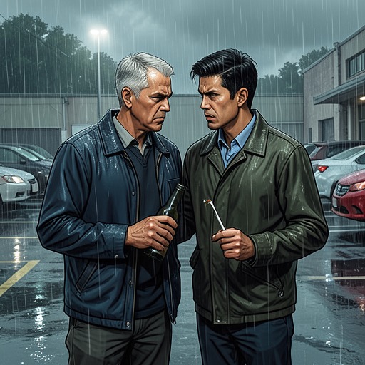 Schillinger And Karsten from "The Caller". This flow follows the alliance between two angry men who find common cause in perceived injustice and the desire for revenge.