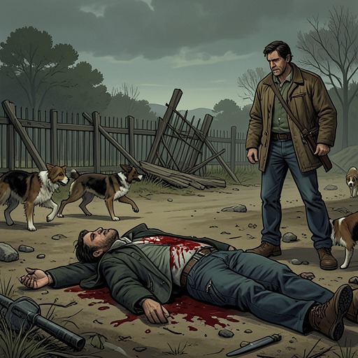 The Fatal Dog Attack from "The Caller". This flow traces the circumstances and aftermath of Theo Bosch’s death, from the dogs’ unexplained escape to the unresolved question of responsibility.