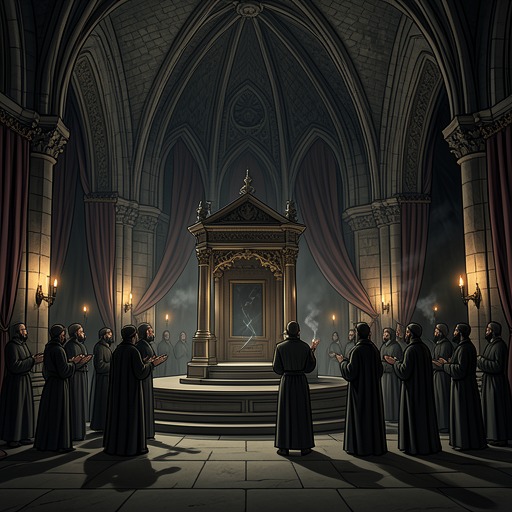 The Temple Spectacle from "Emmanuelle". This flow traces the transformation of private erotic instruction into a public ritual before anonymous worshippers.
