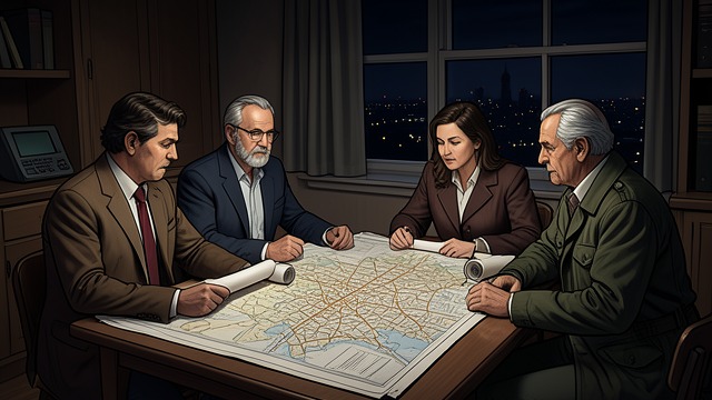 A Government Conference from "The Seven Dials Mystery". A Government Conference Strategic assessment Sir Stanley Digby, George Lomax, Herr Eberhard, and Sir Oswald Coote gather to discuss the invention.