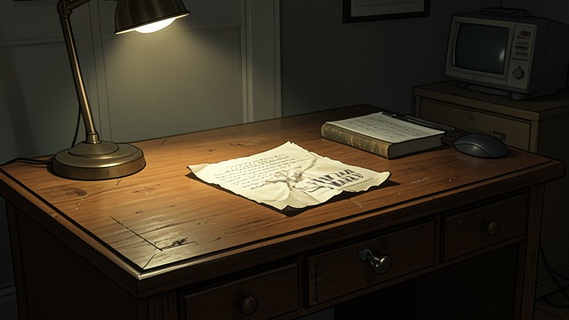 A Jammed Desk from "The Seven Dials Mystery". A Jammed Desk An accidental find Bundle Brent opens a stuck compartment in her bedroom desk and draws out a crumpled, unfinished letter.