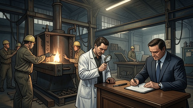 Tests at the Works from "The Seven Dials Mystery". Tests at the Works Industrial validation Herr Eberhard has worked with Sir Oswald Coote to test the steel-strengthening process at the works.