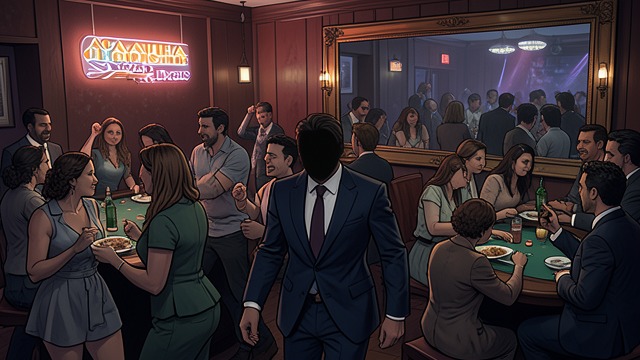 A Public Entrance from "The Seven Dials Mystery". A Public Entrance Ordinary crowds Bundle Brent enters the Seven Dials Club among dancers, gamblers, and diners.