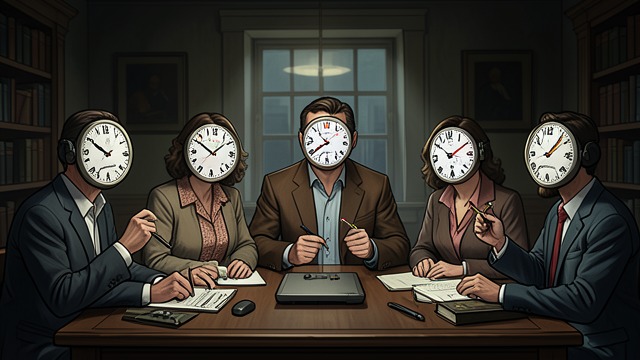 Clocks Become Masks from "The Seven Dials Mystery". Clocks Become Masks A repeated design At the secret meeting, each participant wears a hanging clock-face mask with the hands set to a different hour.
