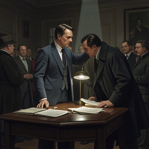 From Public Duty to Private Betrayal from "The Seven Dials Mystery". This thread follows the collision between the characters’ public service and the private betrayals that threaten to destroy their work.