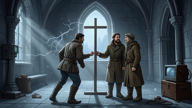 A Reunion at Sword & Cross from "Unforgiven". A Reunion at Sword & Cross Friends in an empty chapel Cam finds Arriane and Roland at Sword & Cross during winter break.