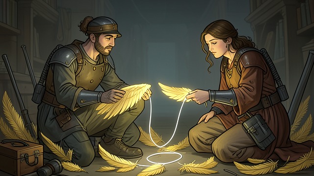 A White Filament from "Unforgiven". A White Filament An unexpected mark Cam notices a tiny white filament among the gold of his wing while speaking with Arriane and Roland.