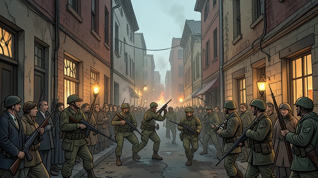 A Street Defense Forms from "Black Hawk Down". Armed Response Fighters Converge Militiamen and neighborhood fighters moved toward the raid as crowds gathered.