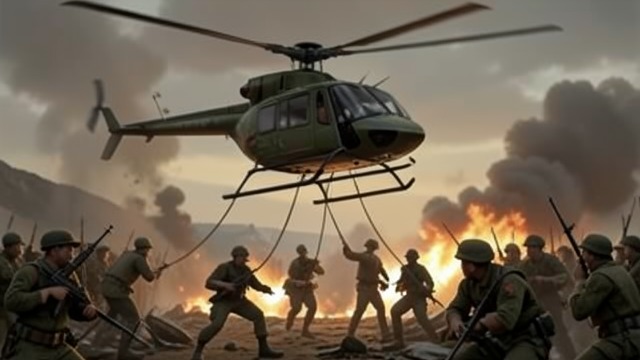 The Rescue Team Arrives from "Black Hawk Down". Fast Ropes into Danger A Search-and-Rescue Force A trained rescue team descended near Super 61.