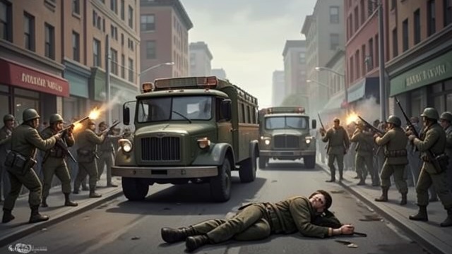 The Return to Base from "Black Hawk Down". Out of the Streets A Violent Route The escort convoy carried Blackburn through barricades and crowds while its occupants fired back at attackers.