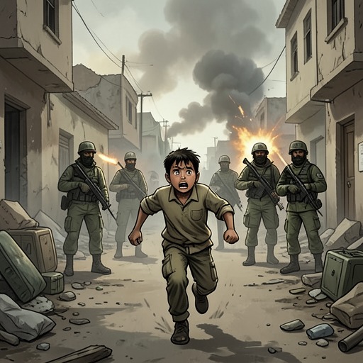 Aden’s View of the Crash from "Black Hawk Down". This flow presents the first crash through the perspective of a local teenager whose home and family are caught in the battle.