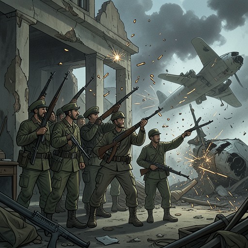 The Crash Site Becomes a Fortress from "Black Hawk Down". This flow follows the struggle to secure Super 61, recover its crew, and hold a position under sustained attack.