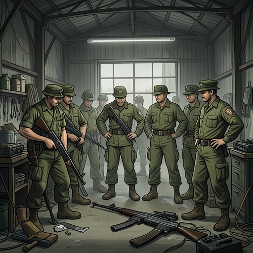 The Final Return to Duty from "Black Hawk Down". This flow follows the soldiers’ impulse to resume work after the battle and the tension between readiness and grief.