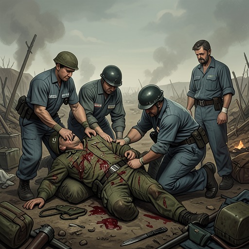Jamie Smith’s Final Wound from "Black Hawk Down". This flow traces Jamie Smith’s injury, the desperate efforts to keep him alive, and his father’s bereavement.