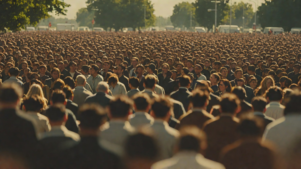 Crowd Face from "The Long Walk". Crowd Face Abstraction Ray sees the same eager face repeated across lawns, gas stations, and streets. Individual spectators merge into the Crowd Face.