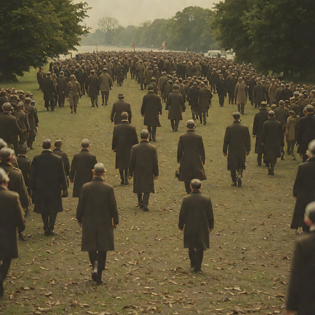 The Event as National Ritual from "The Long Walk". This flow traces how the Long Walk functions as a ritual through which the society rehearses obedience, violence, patriotism, and collective excitement.