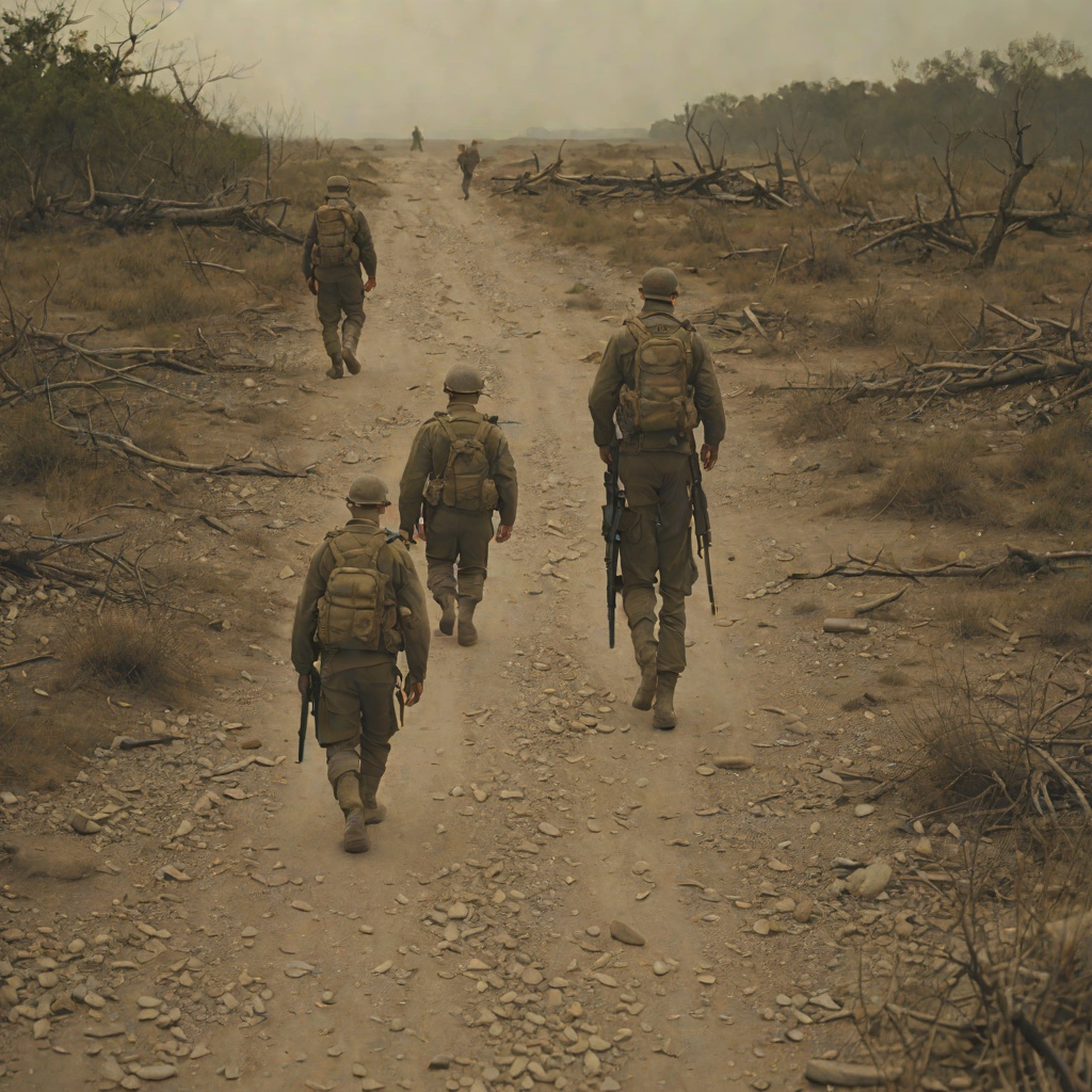 The Failure of Heroism from "The Long Walk". This flow traces how military, sporting, romantic, and rebellious ideals are repeatedly invoked and then dismantled by the physical reality of the Walk.