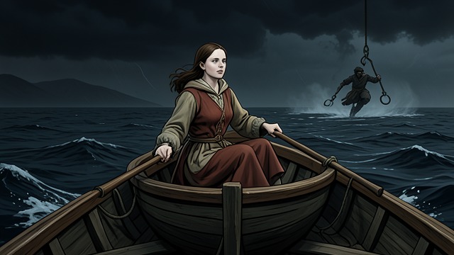 The Chase at Sea from "Handling the Undead". The Chase at Sea Elias leaves the body Anna rows away and later hears the Fisher approaching across the water.