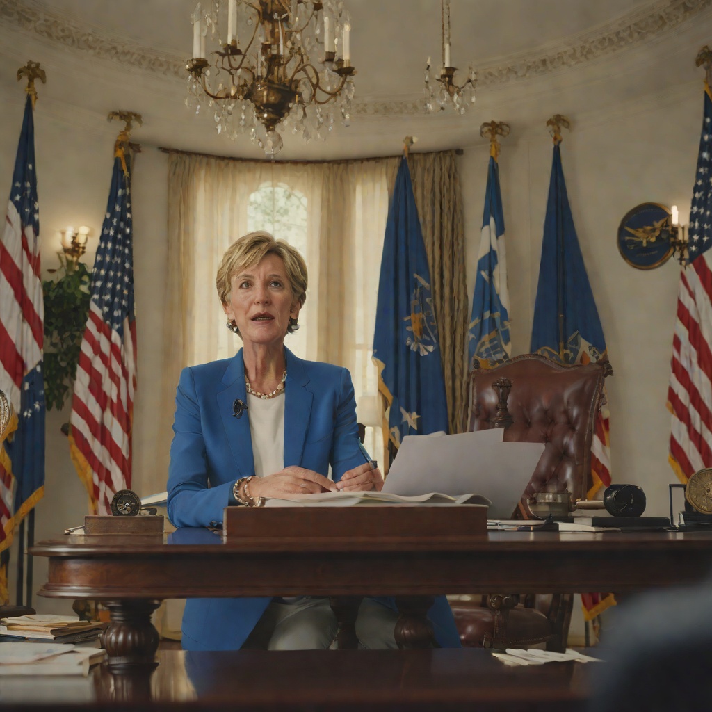 Ellen’s Presidency from "Red, White & Royal Blue". This flow follows Ellen Claremont’s movement from image-conscious incumbent to a mother-president willing to let personal truth reshape political strategy.