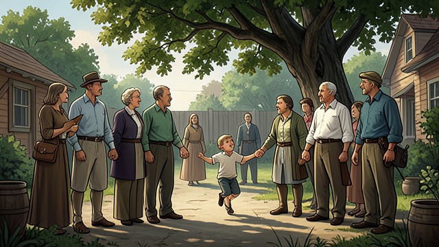 A Family's July Gathering from "The Color Purple". A Family's July Gathering Shared Celebration The reunited family gathers on a day when Black people have time away from work.