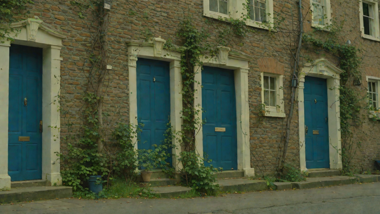 The Blue Door from "The Running Man". A House That Cannot Hold Another Refuge The Blue Door offers a room and a watcher’s view of the street.