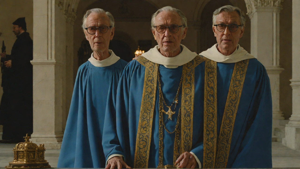 Father Grassner from "The Running Man". A Clerical Disguise Borrowed Authority Bradley’s network gives Ben priestly robes, a Bible, a rosary, and blue-tinted glasses.