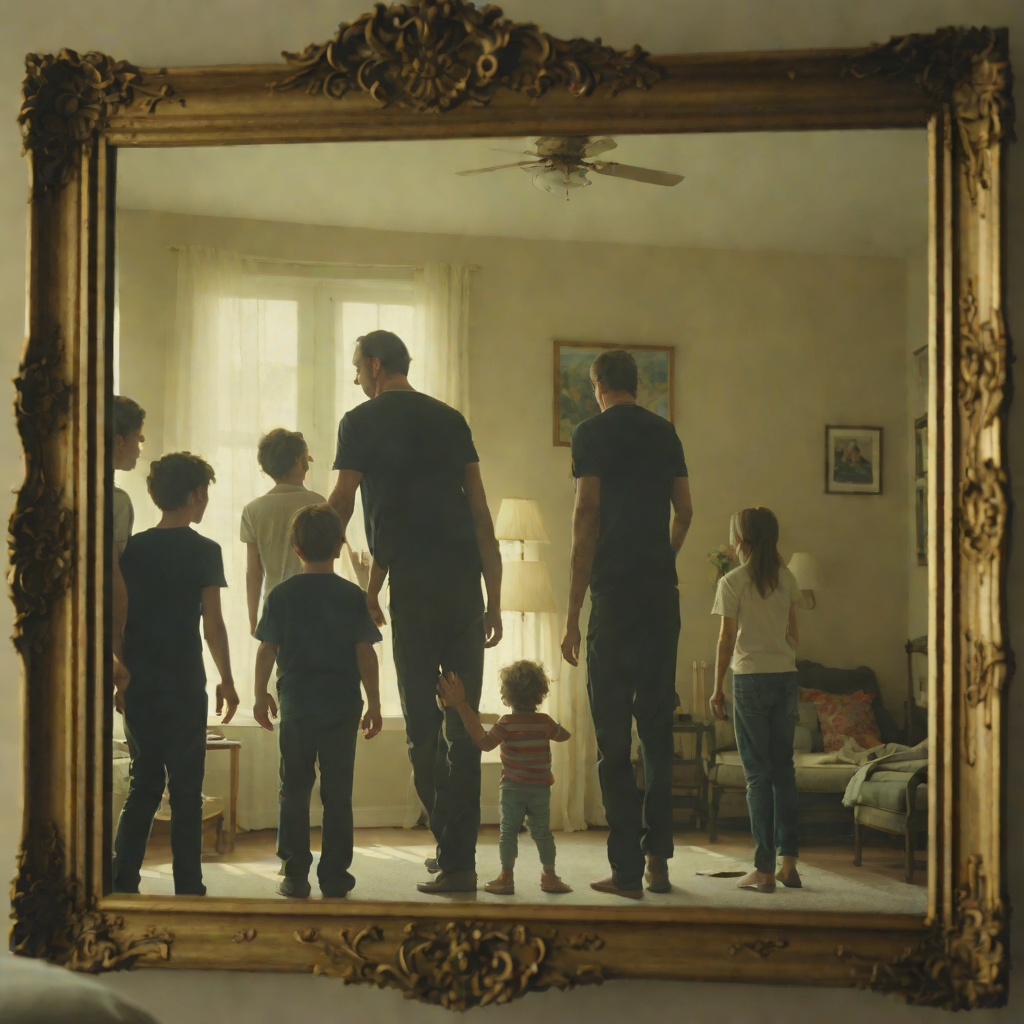 The Family Mirror from "The Running Man". This flow compares Ben’s family with Bradley Throckmorton’s household and shows how parallel illness creates solidarity.